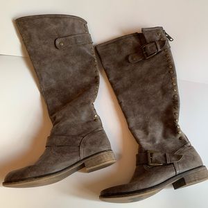 Gray madden girl boots red zipper
